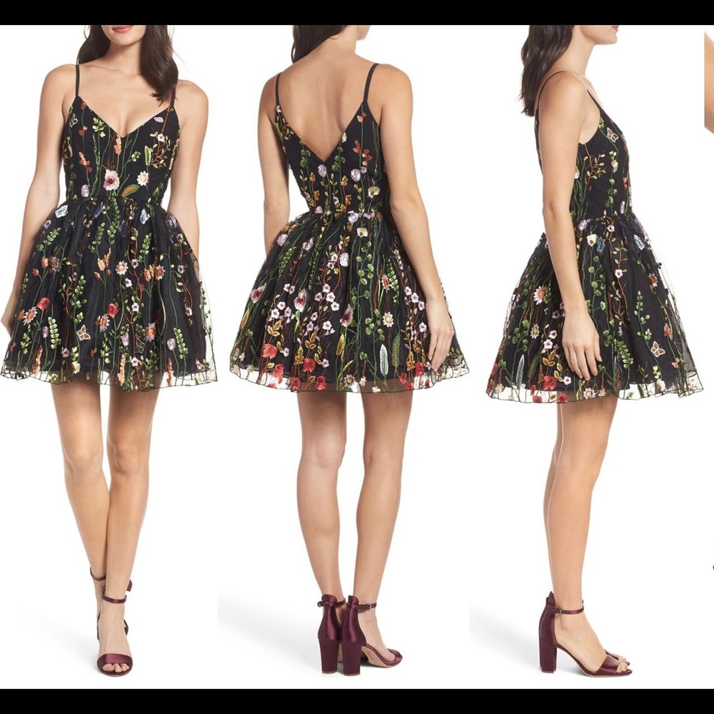 Mac Duggal Embroidered Skater Dress